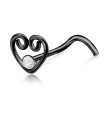 Heart with Stone Curved Nose Stud NSKB-810